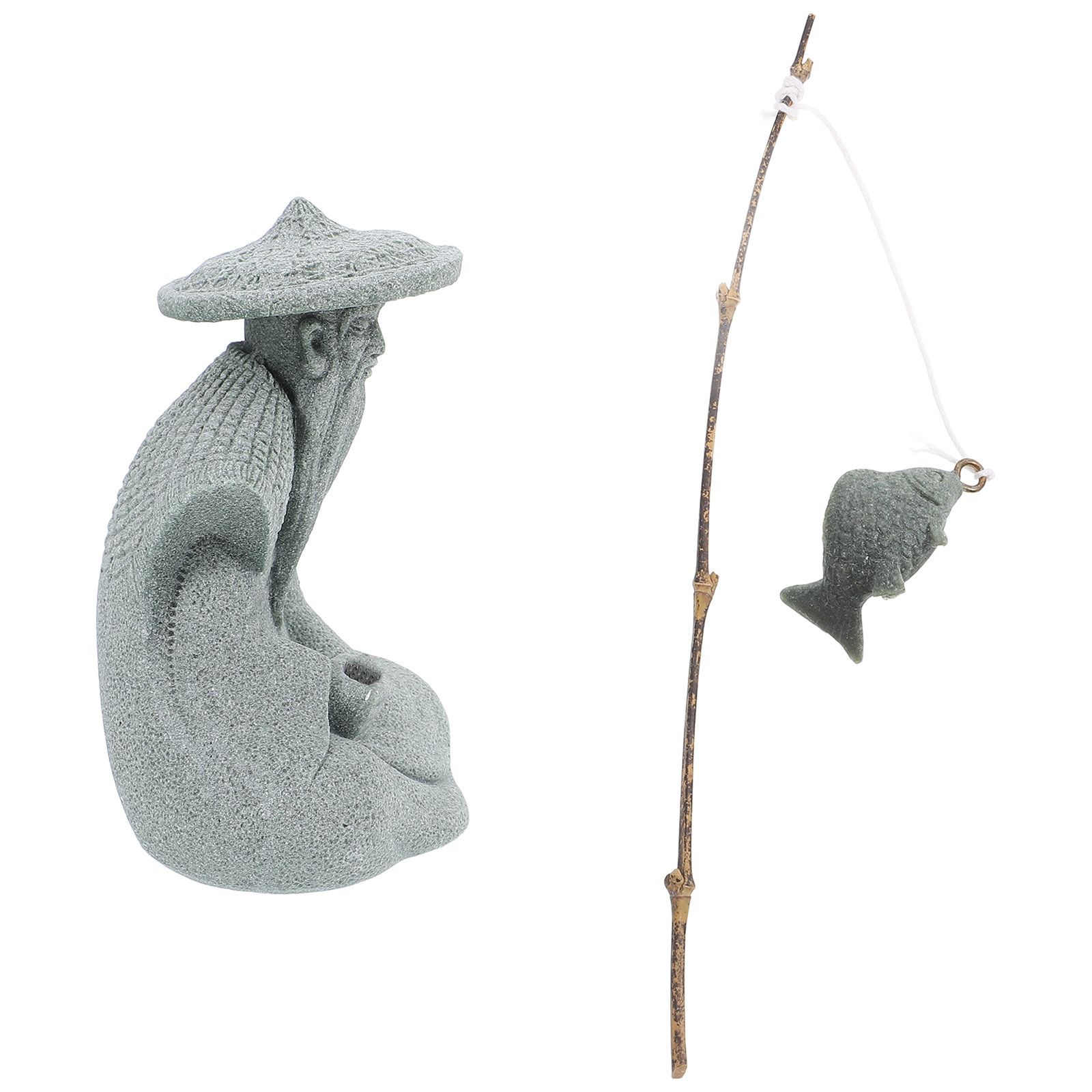 Aquarium Decor - Mała figurka rybaka, wykonana z żywicy,
